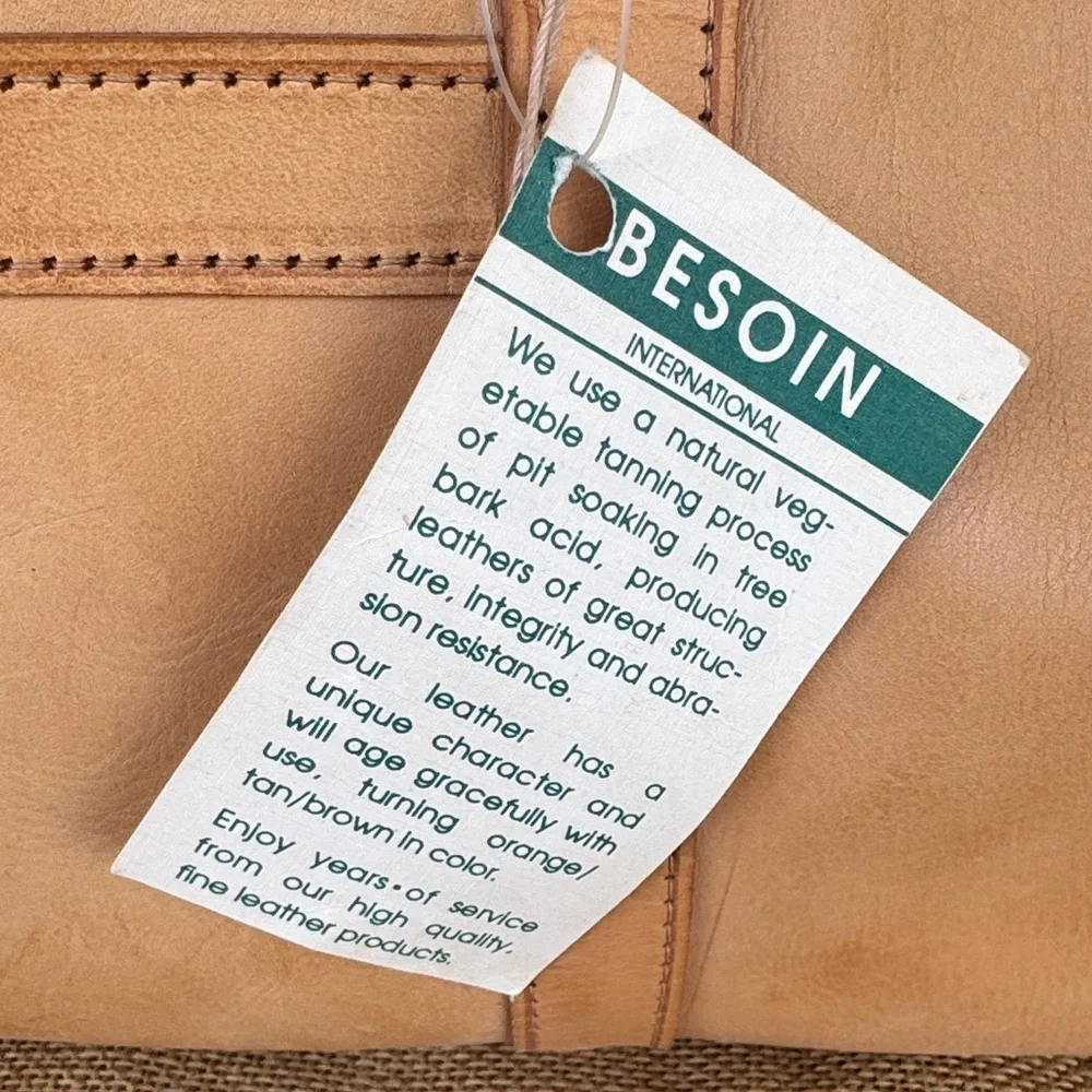 Beson Int. Dead-stock Elegant Tan Men's Duffel Bag tan leather New Vintage NWT - Picture 15 of 16